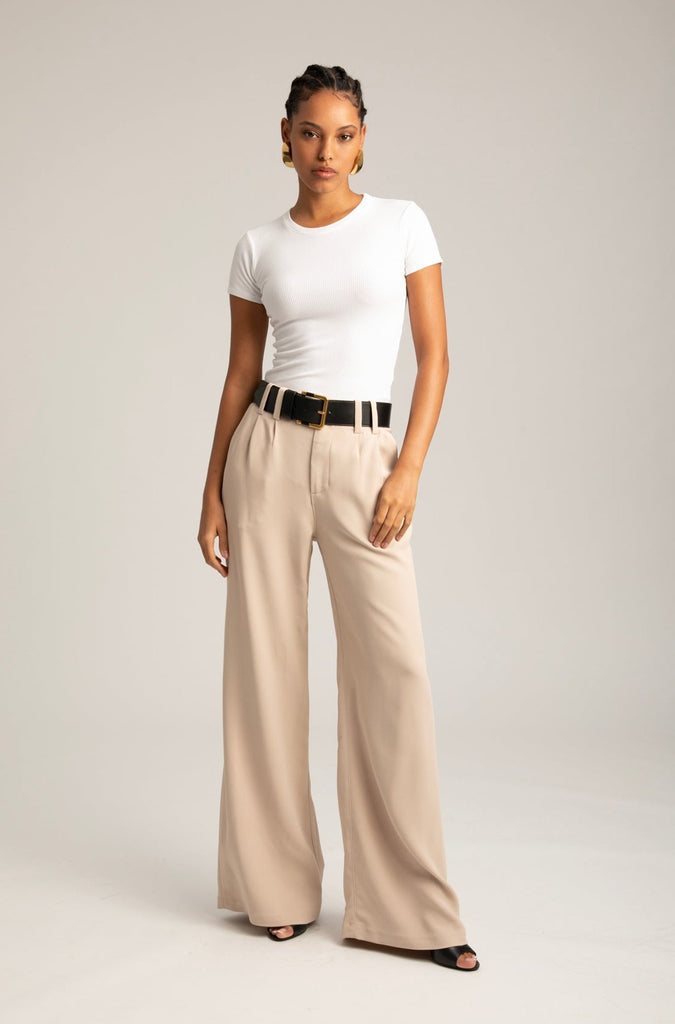 Pleated Trouser in Beige
