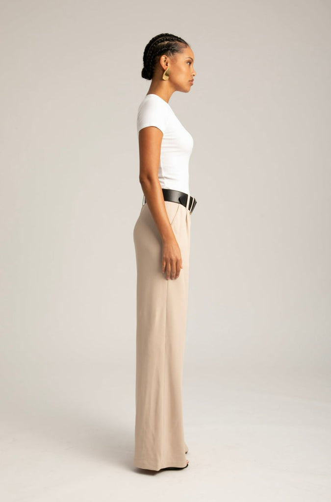 Pleated Trouser in Beige