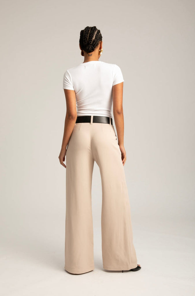 Pleated Trouser in Beige