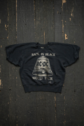 ACDC Hells Bells Short Sleeve Sweatshirt in Coal