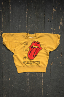 Rolling Stones 1978 U.S. Tour Short Sleeve Sweatshirt in Golden Rod
