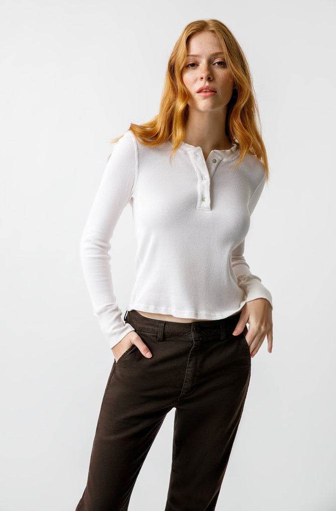 Thermal Henley Tee in Natural