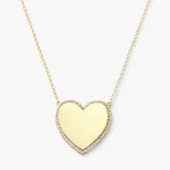 XL You Have My Heart Pavè Necklace 15" in Gold/White Diamondettes