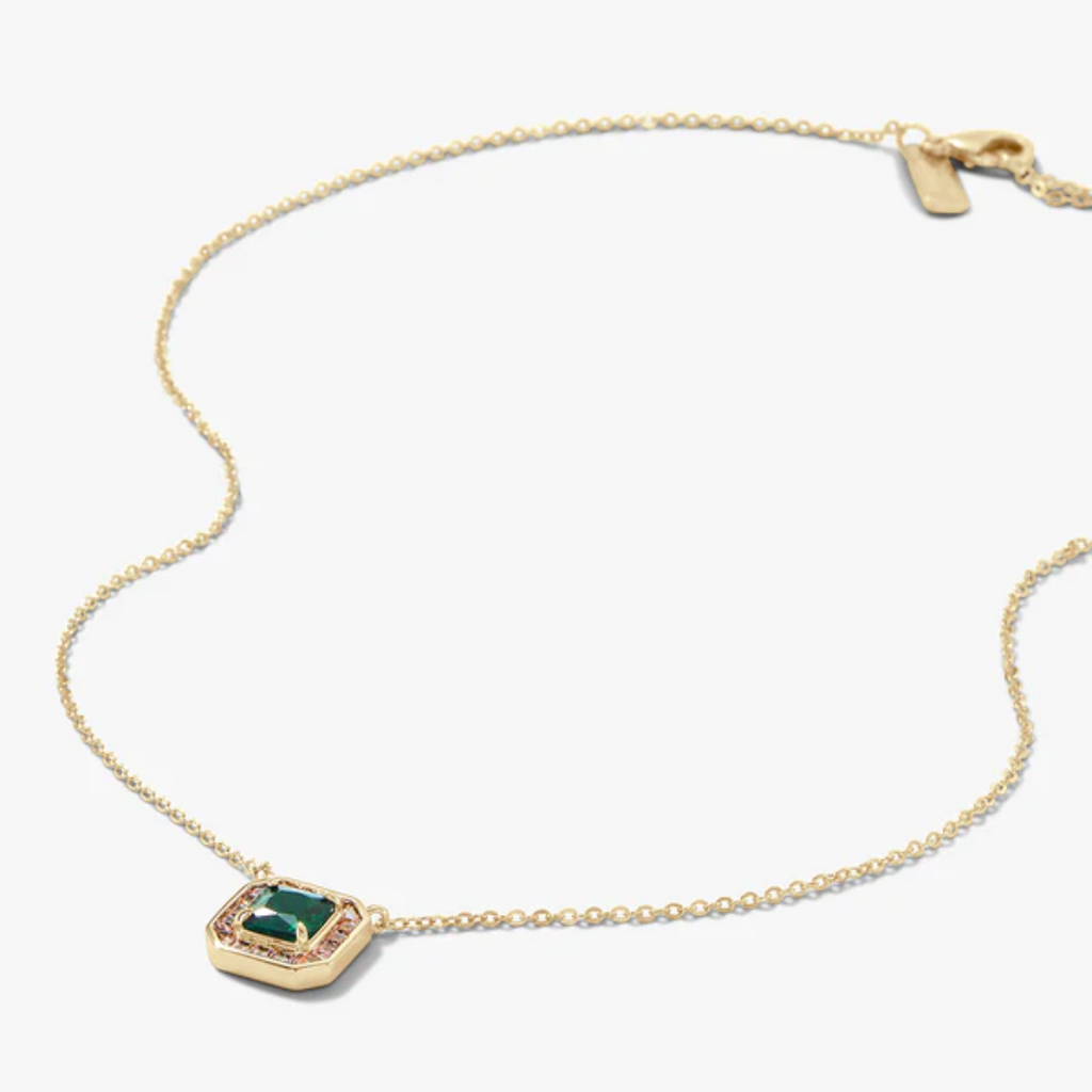 The Gatsby Necklace in Gold/Emerald/White