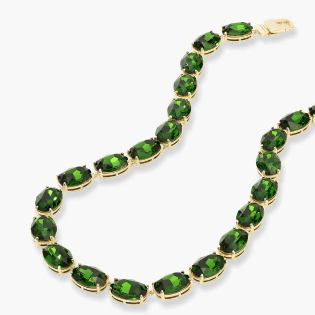 She's A Gem Tennis Necklace in Gold/Emerald