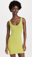 Silk Rib Tank Mini Dress in Kiwi