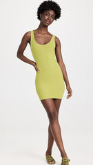 Silk Rib Tank Mini Dress in Kiwi