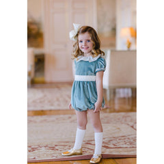 Forest Velvet Romper in Green