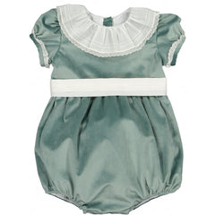 Forest Velvet Romper in Green