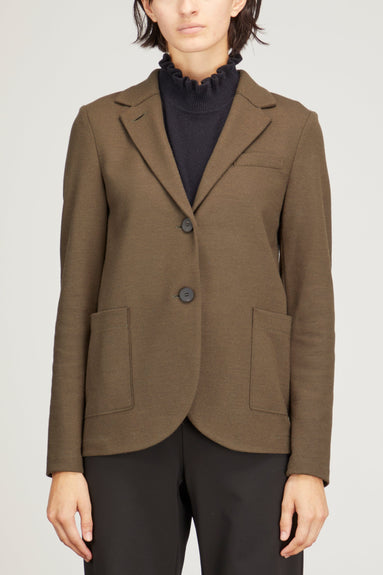 Women Stand Up Collar Blazer Superfine Merino in Moss Green