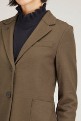 Women Stand Up Collar Blazer Superfine Merino in Moss Green