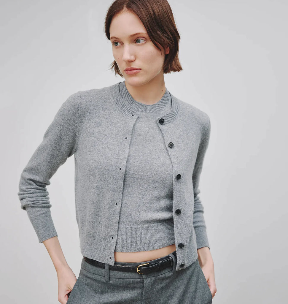 March Cardigan in Melange Grey