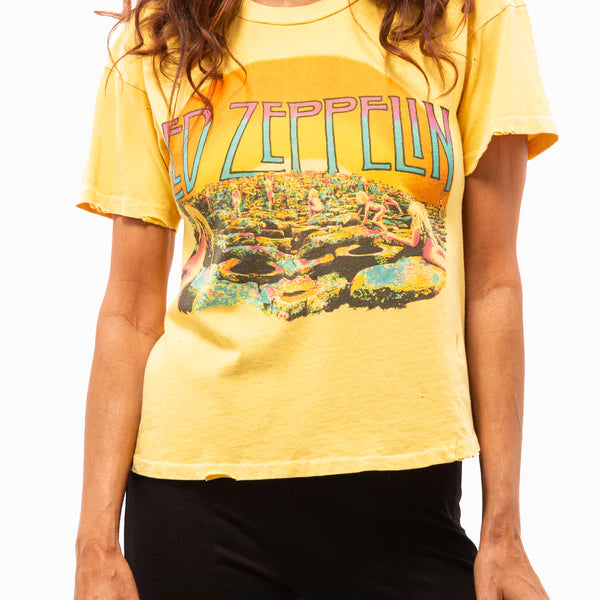 Led Zeppelin "Holy" Crop Tee in Lemon