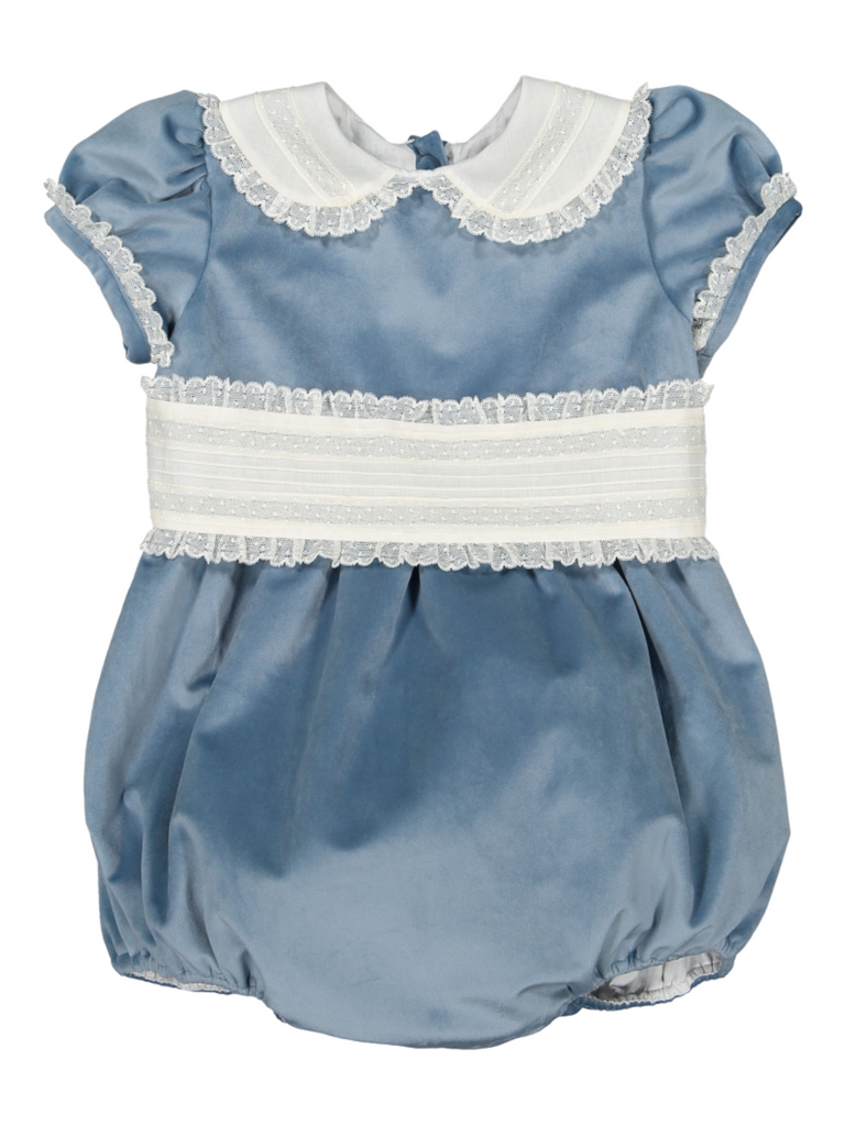 Dusty Blue Velvet Romper
