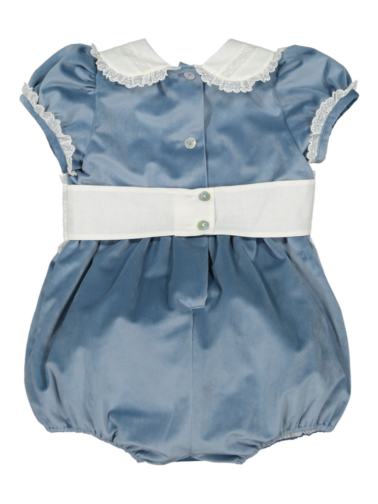 Dusty Blue Velvet Romper