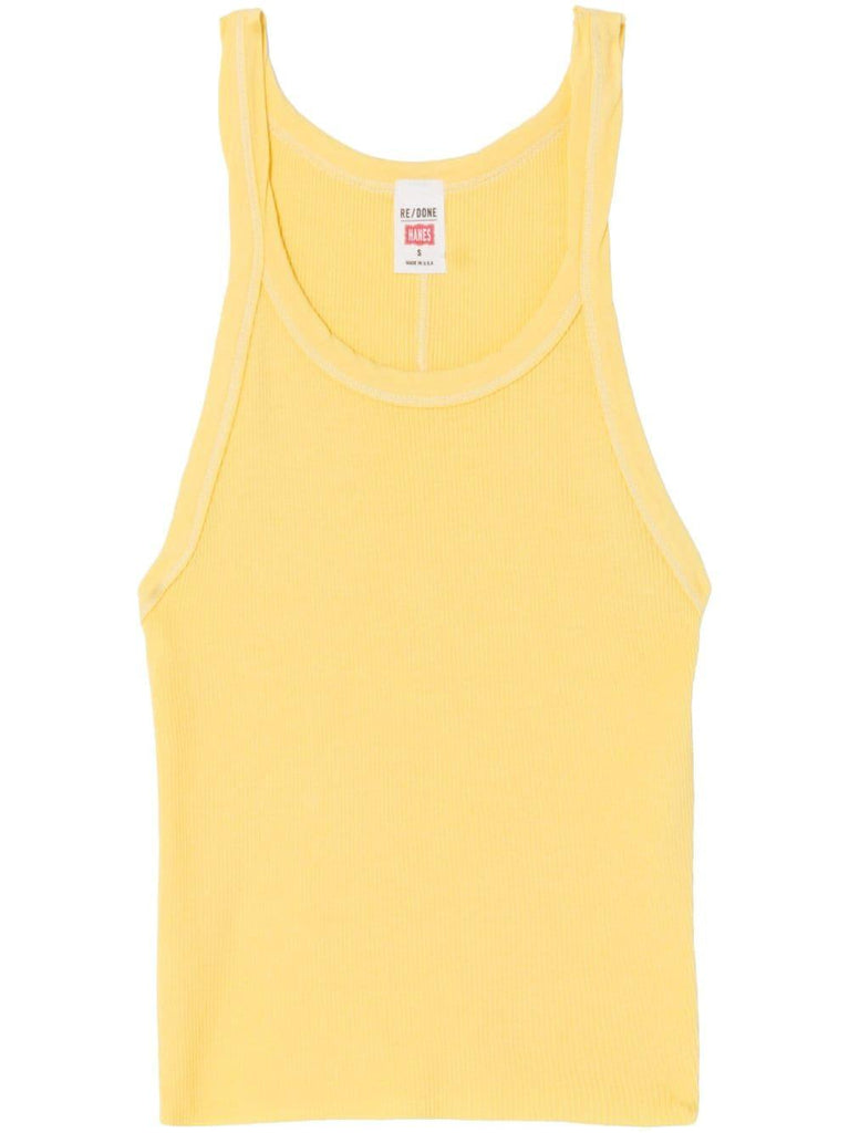 Cropped Ribbed Tank in Yellow