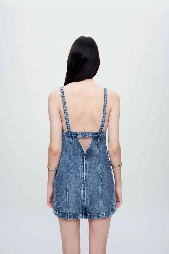 Seamed Shift Dress in Acid Blue