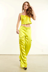 Baggy Low Rise Cargo Pant in Chartreuse