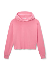 French Terry Cut Off Heart Hoodie in Pink Punch