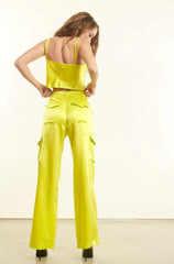 Baggy Low Rise Cargo Pant in Chartreuse