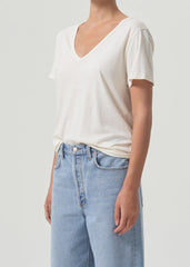 Cameron V Neck Tee in Tofu