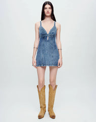 Seamed Shift Dress in Acid Blue