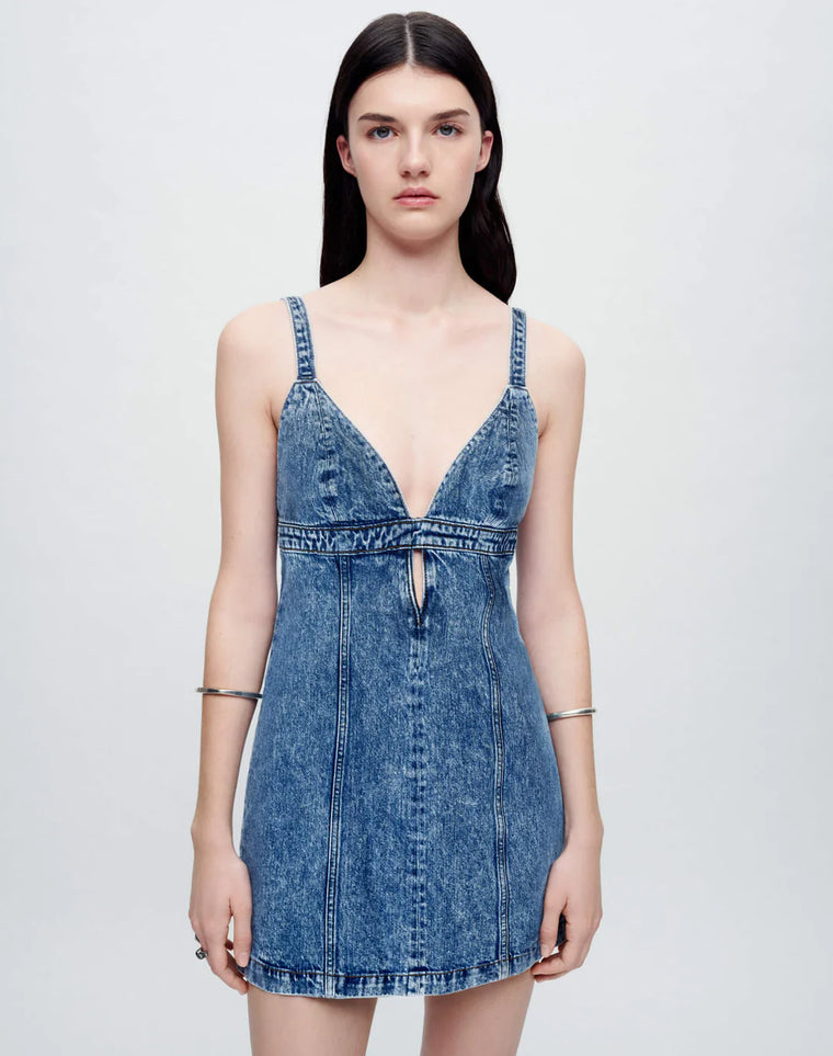 Seamed Shift Dress in Acid Blue