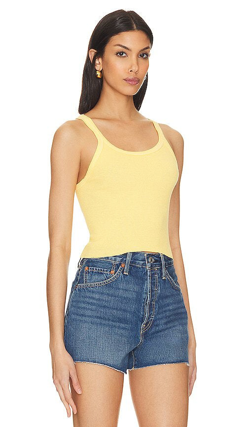 Cropped Ribbed Tank in Yellow