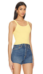 Cropped Ribbed Tank in Yellow