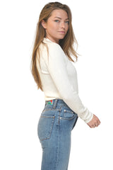 Adela Ribbed Polo in White