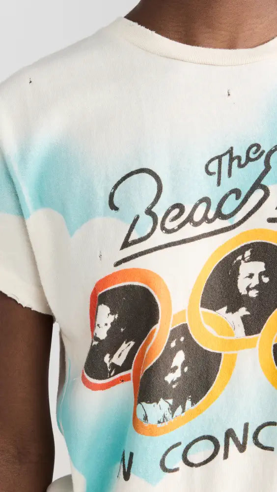 Beach Boys Airbrush Crew Tee in Dirty White