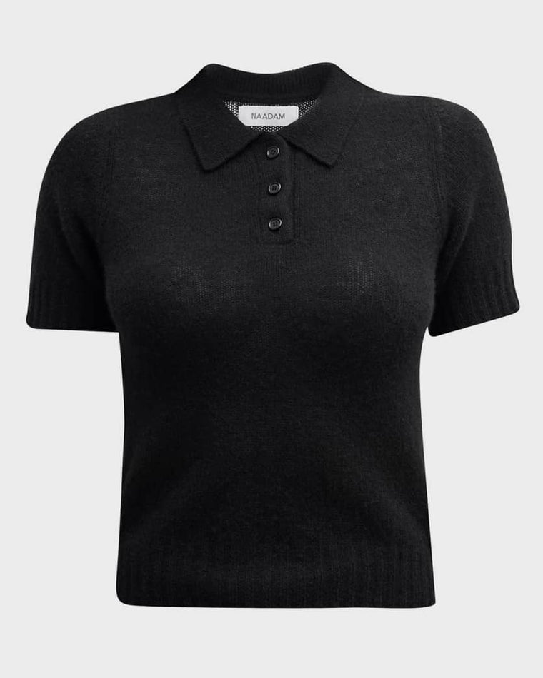 Cashmere Featherweight Polo in Black