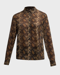 Gaia Slim Shirt in Beige Python
