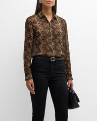 Gaia Slim Shirt in Beige Python