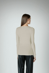Silk Rib L/S Henley in Oatmeal