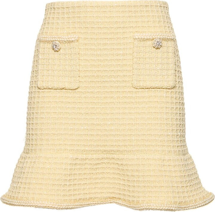 Yellow Textured Knit Skirt